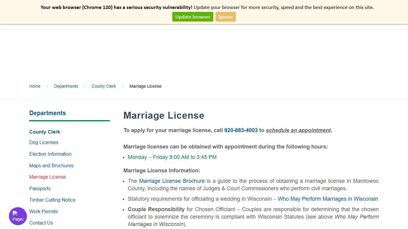 Manitowoc County - Marriage License - Manitowoc County